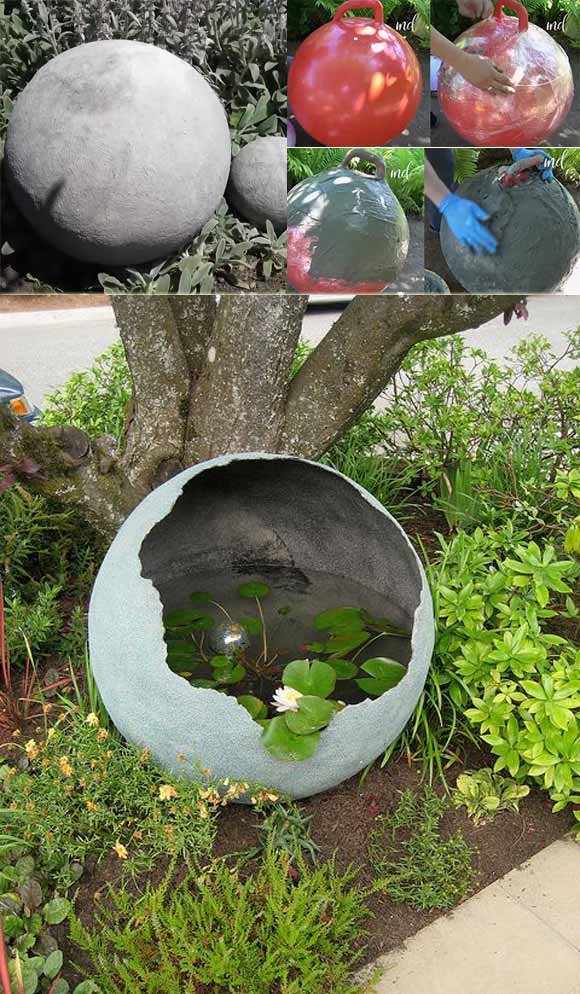 Cement Globe Water Feature for Garden