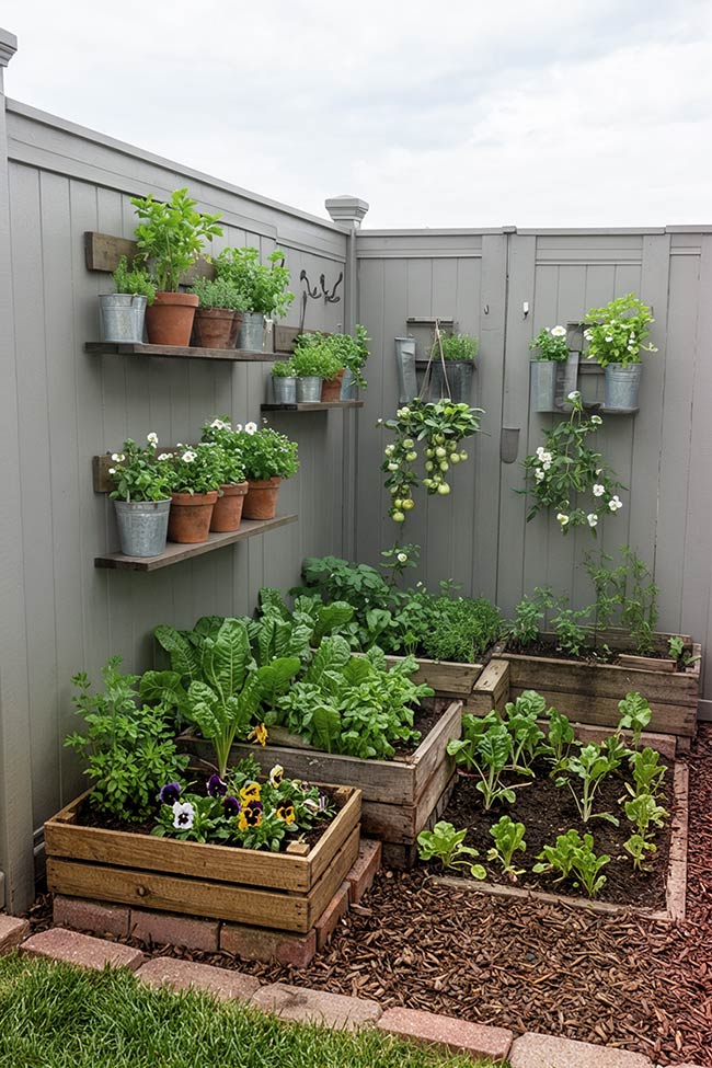 Vertical Fence-Style Corner Garden