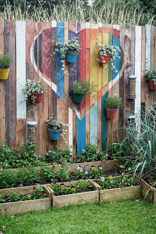 Rainbow Mural Wall for a Vibrant Corner Garden