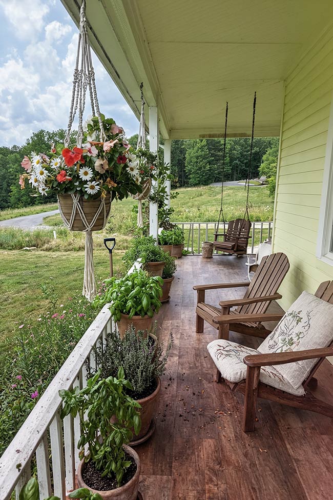 Boho Macrame and Herb Garden Porch Idea