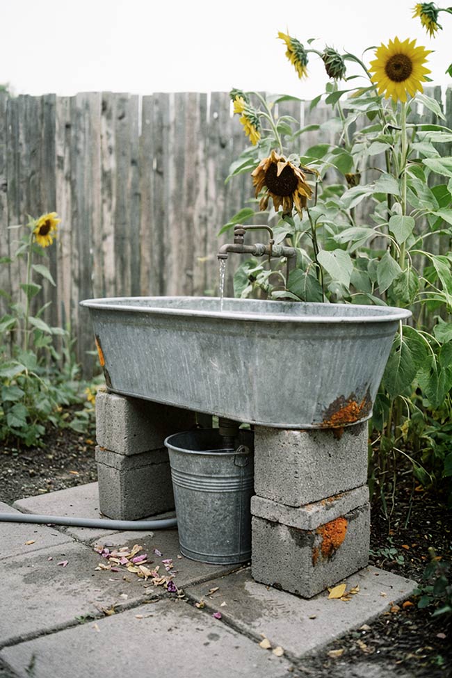 Simple Sunflower Corner Garden Sink
