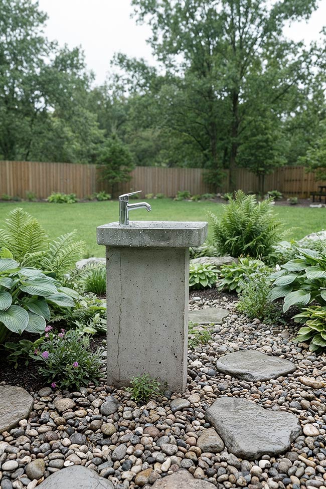 Modern Concrete Pedestal Garden Sink