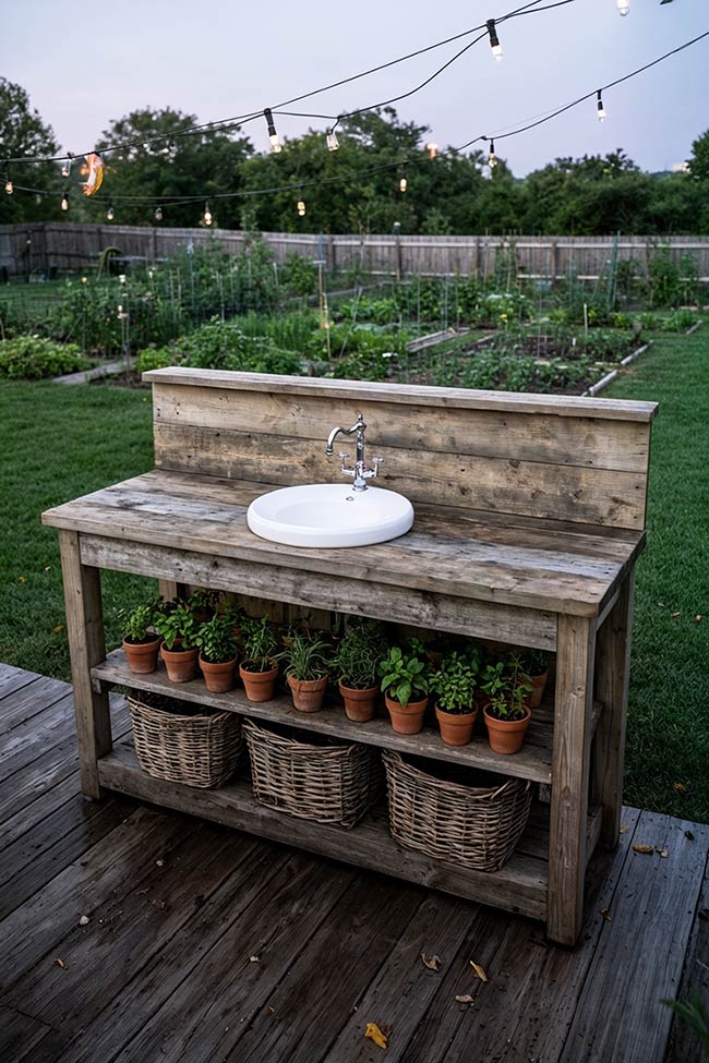Evening Glow at the Potting Bench Garden Sink