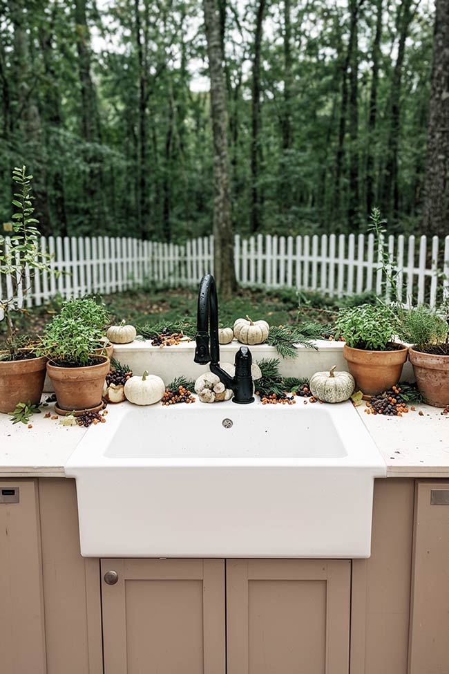 Autumn Harvest Decor for a Garden Sink