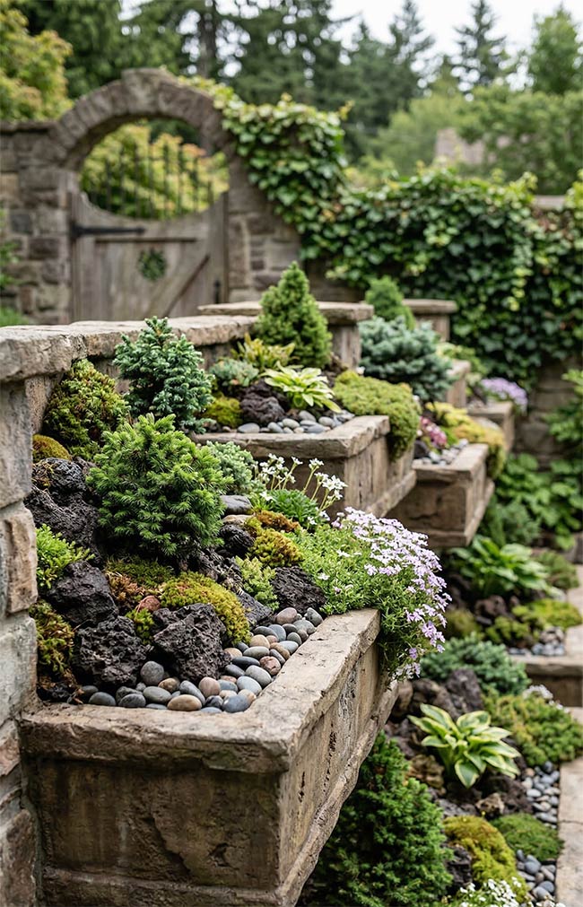 Staggered Masonry Trough Garden