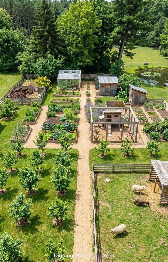 Symmetrical Path Layout with Sheep Paddock