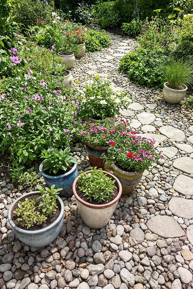 A Colorful Journey Through a Cobblestone Rock Garden