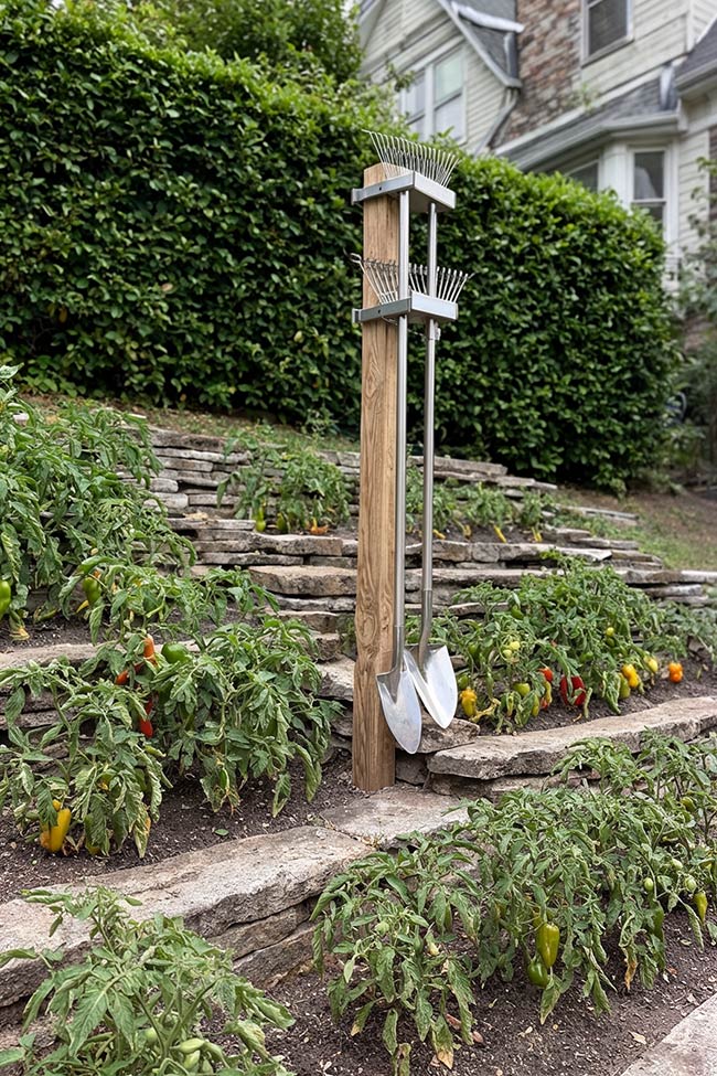 Stone Terraced Garden with Integrated Tool Post