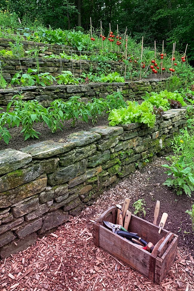Mossy Stone Multi-Level Heirloom Vegetable Garden