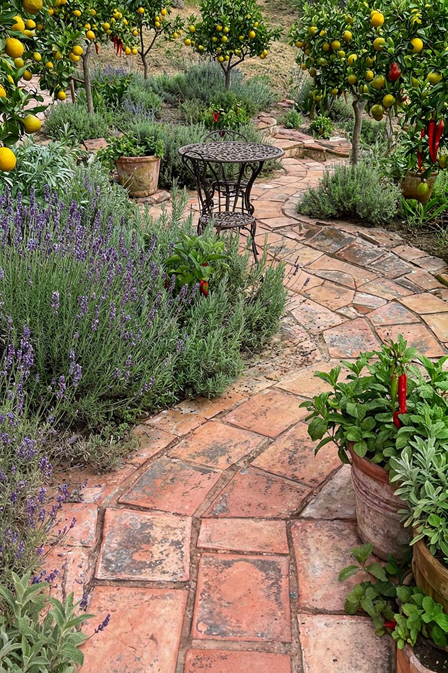 Fragrant Winding Flagstone Herb Path