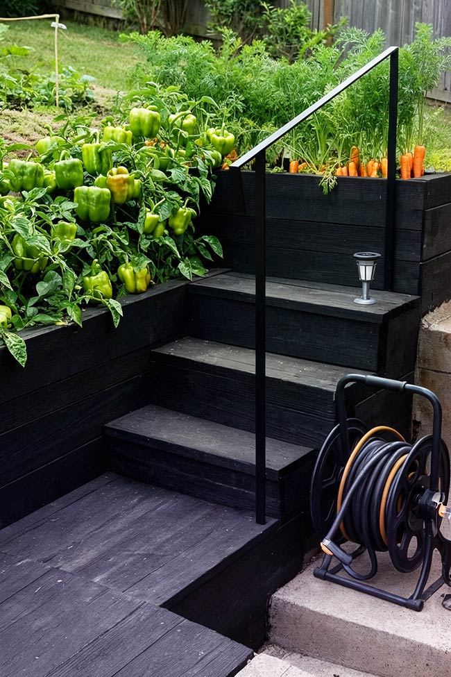 Moody Modern Black Wood Vegetable Tiers