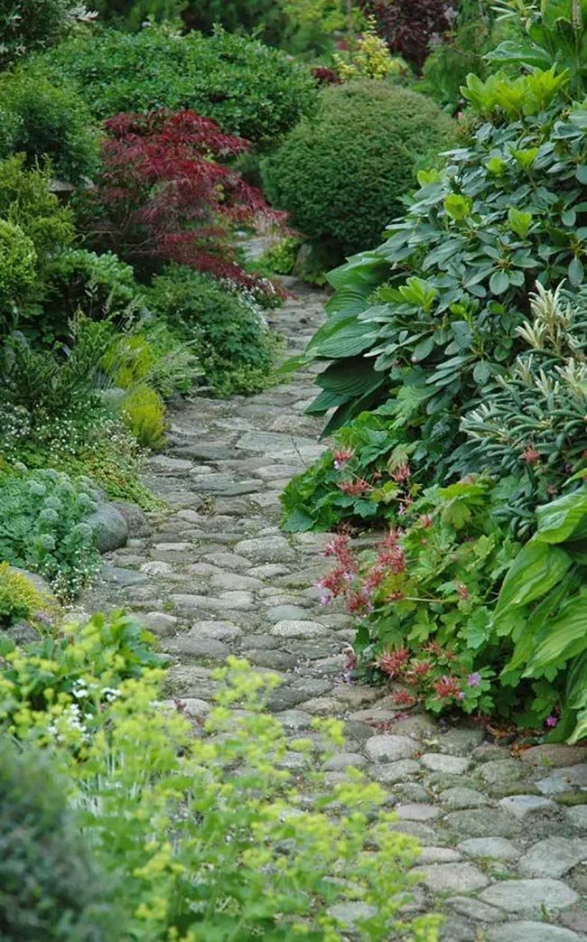 Winding Cobblestones for a Fairy-Tale Shade Garden Walkway